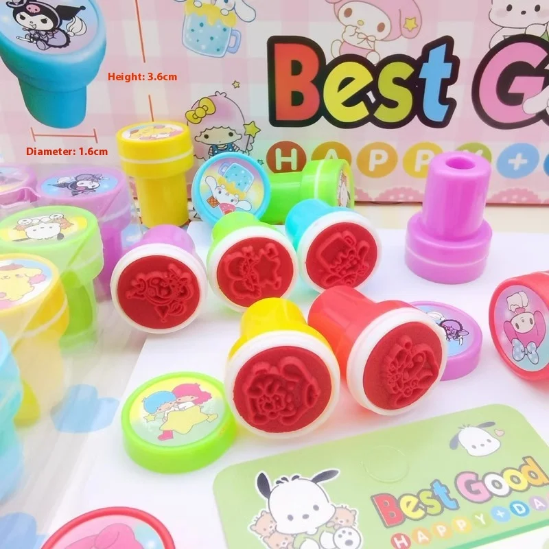 Sanrio Kawaii Samps für Kinder Cartoon Cinna moroll Kuromi Selbst tinte Lehrer Briefmarken Party bevorzugen Kinder Preis Stuffers Spielzeug Geschenk