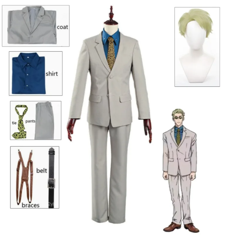 

Overtime Sorcerer Kento Nanami Cosplay Costume Jujutsu Kaisen Beige Suit Business Outfit Full Set with Leopard Tie for Men