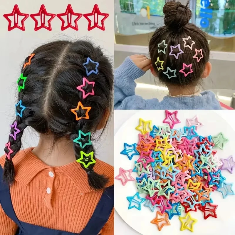 20 Piezas de Pinzas para el Cabello con Forma de Estrella Coloridas, Adornos para el Cabello Adorables para Niñas y Niños, Horquillas y Accesorios para el Cabello