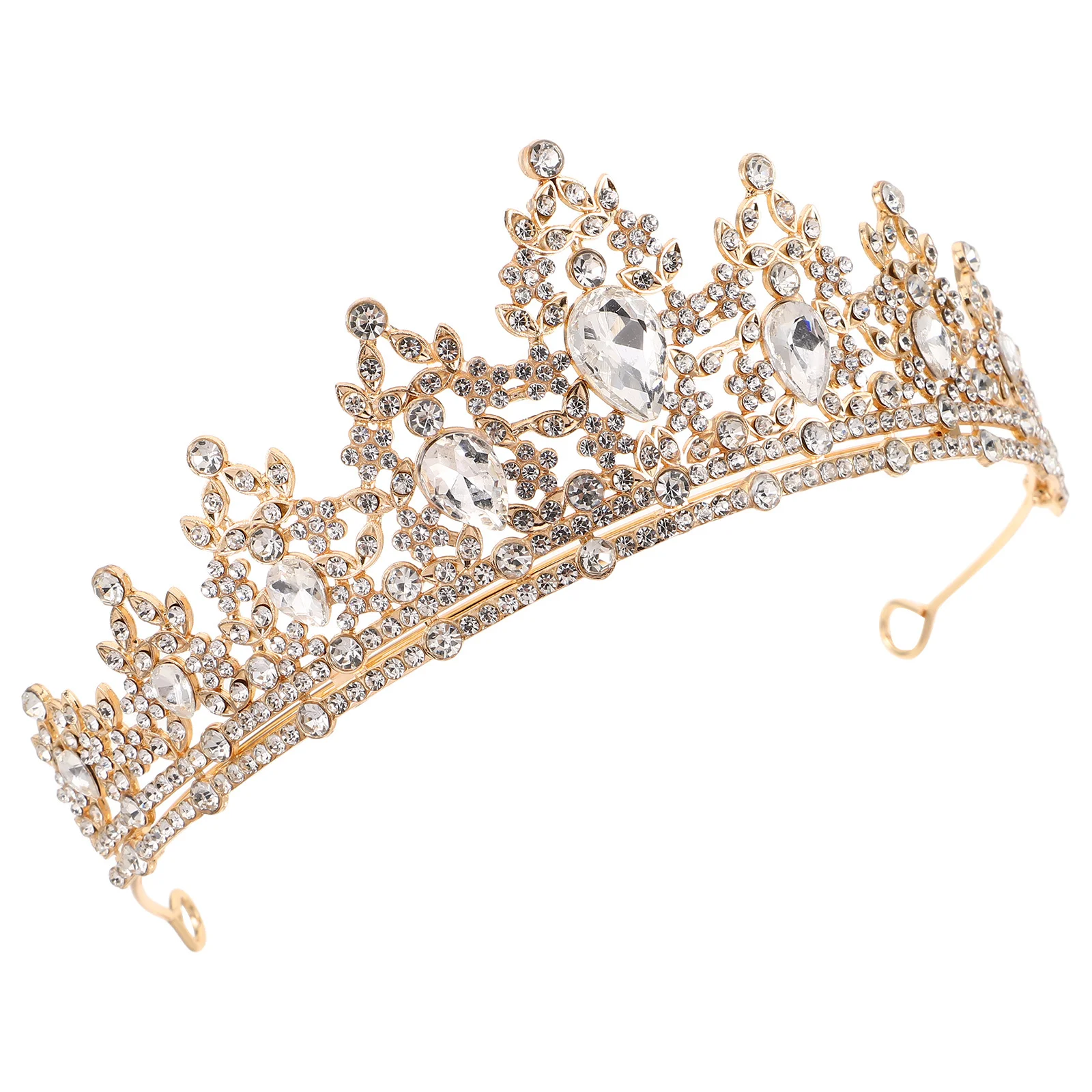 

Sparkling Rhinestone Wedding Tiara Crown Bride Princess Headband Bridal Hair Piece Birthday Party Costume Headpiece Golden