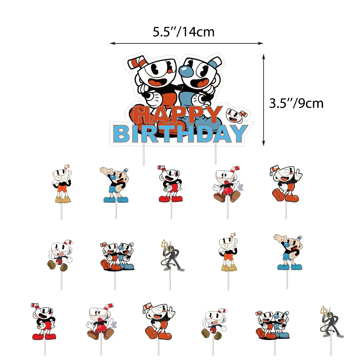 Happy Birthday Party Supplies Cuphead Game Theme Latex Balloon Backdrop Decoration Cake Banner Kid Gift Home Decor Baby Shower