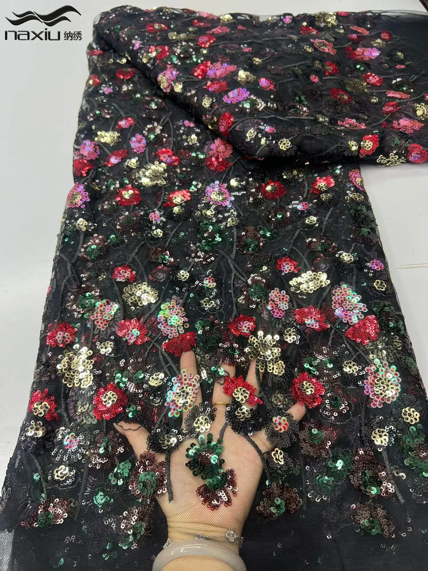

Madison African Tulle Lace Fabric 2026 High Quality Luxury French Nigerian Sequins Mesh Tulle Lace for Party Dress Sewing