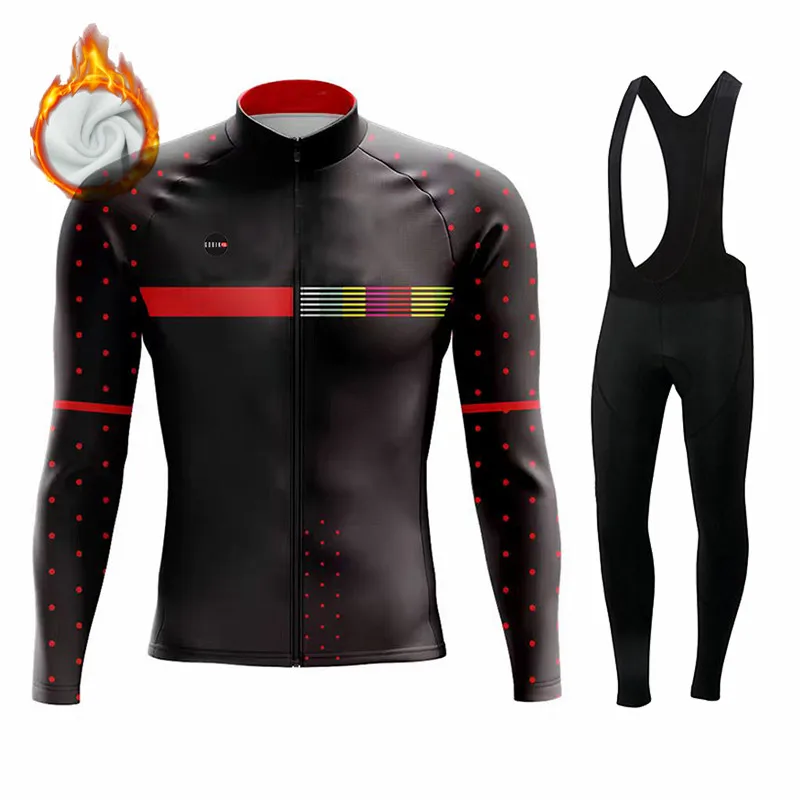 Pro Gobikful Winter Thermal Fleece Cycling Jersey Sets Long Sleeve Bicycle Clothing MTB Bike Maillot Ropa Ciclismo Cycling Suit