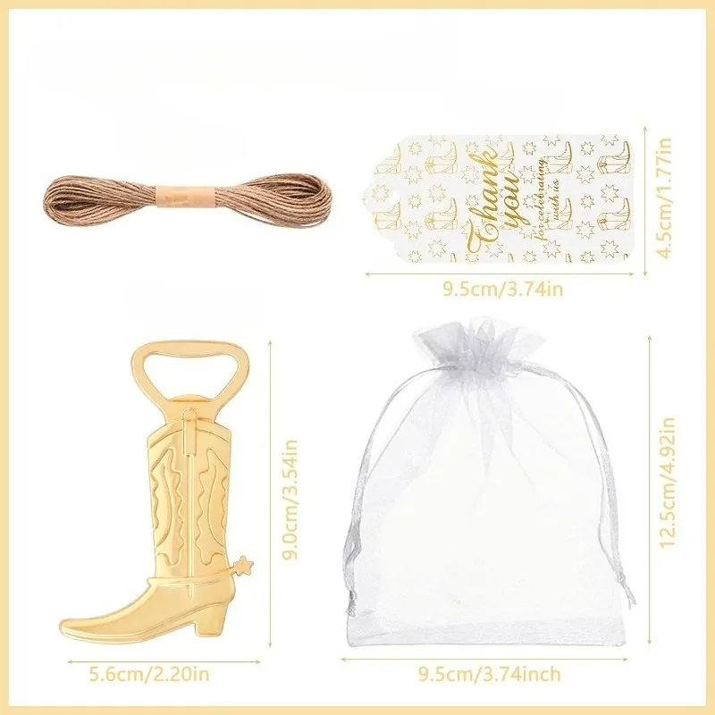 Cowboy-Stiefel Flaschenöffner als Gastgeschenke für Babyparty mit Weißen Organza-Beuteln Gastgeschenke für Braut und Baby 16 Stück – Detail 1