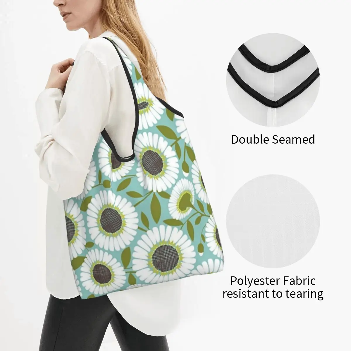 Custom Orla Kiely Floral Shopping Bags Women Portable Big Capacity Grocery Abstract Scandinavian Flowers Shopper Tote Bags