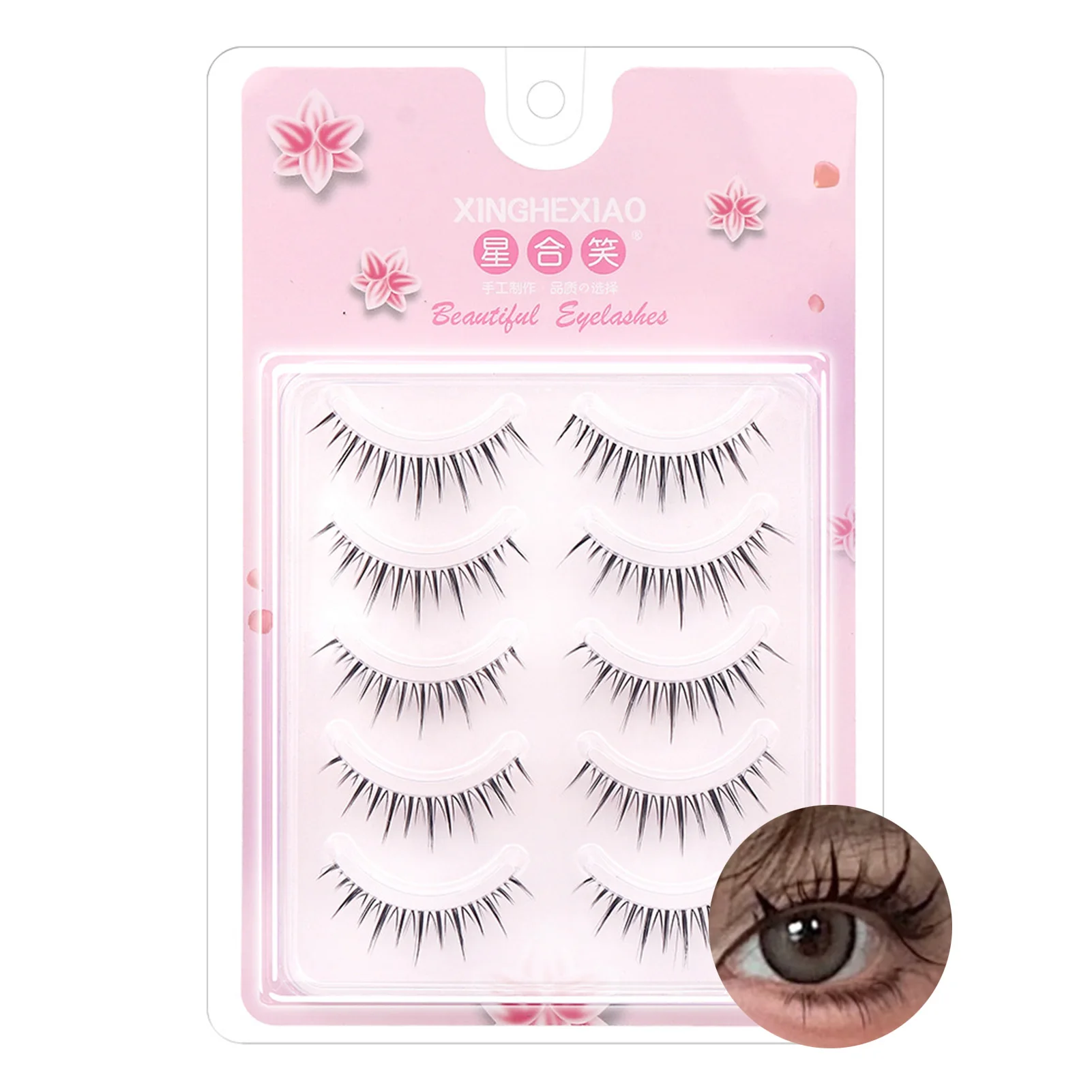 3/5 pairs Fairy Long Fake Lashes Lightweight Strip Eye Lashes Natural C Curl Manga Fake Eyelashe for Women Daily Makeup