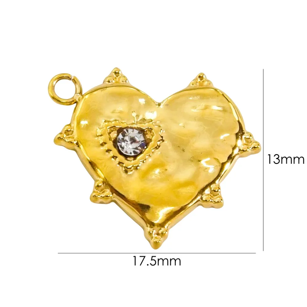 3Pcs Stainless Steel Irregular Heart Colorful Zircon Pendant Fine Polishing Charms for DIY Jewelry Necklace Accessories - view 3
