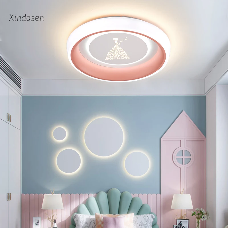 

Ceiling Light For Kids Room Girls Bedroom Study Modern Plafon Led Lamp Dimmable Nursery Baby Pink Creative Chandelier Lighting