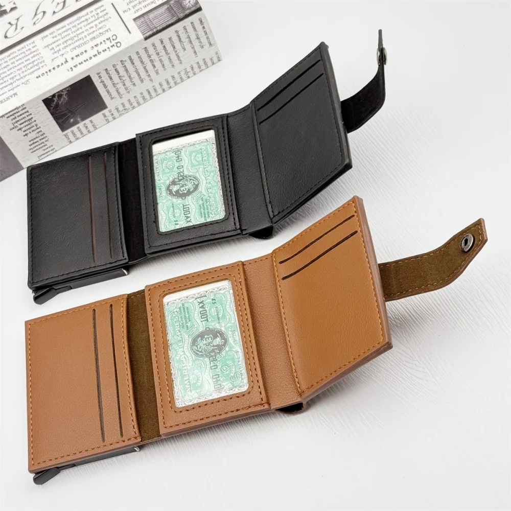 جديد أزياء الرجال المحفظة مكافحة سرقة تتفاعل حامل بطاقة الائتمان الرجعية متعددة الوظائف سليم حامل البطاقة التلقائي المنبثقة بطاقة محافظ