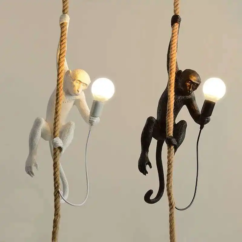 Imagem -04 - Monkey Resin Twine Wall Light Estilo Retro Lâmpada para Quarto Sala de Estar Cafeteria Estudo Decoração do Lar Acessórios de Salão