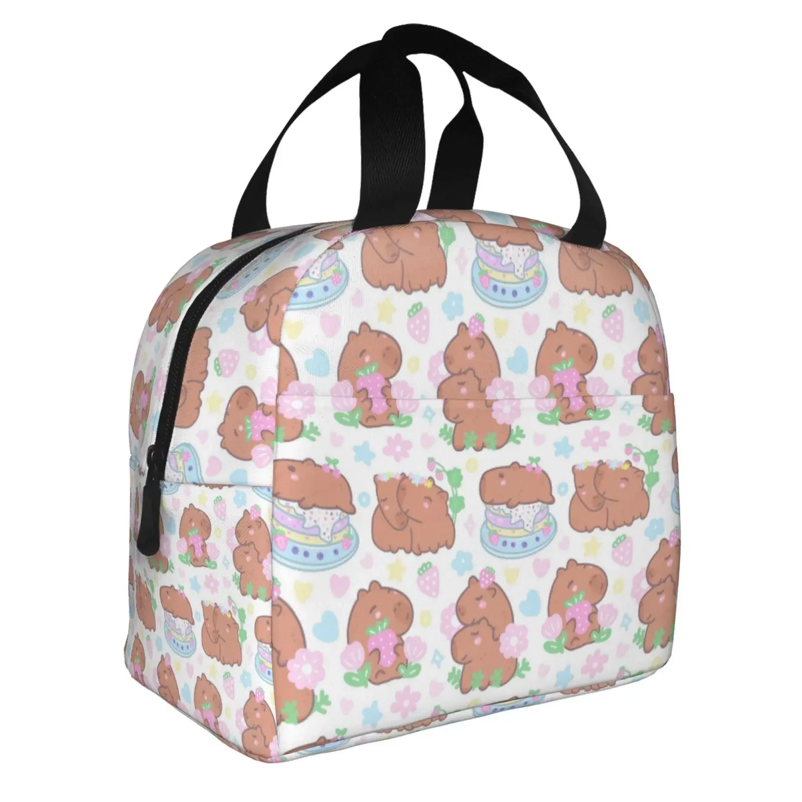 Cute Cartoon Capybara Series Pattern Insulated Lunch Box Leak-proof Thermal Cooler Lunch Bag For Men Women  Work Trip Picnic