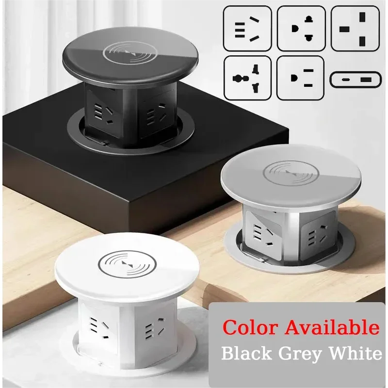 Lifting Desk Power Automatic Pop Up Elevator Socket Tower Socket US UK AU UN Plug Adapter USB Type-c Wireless Charge ,Hidden