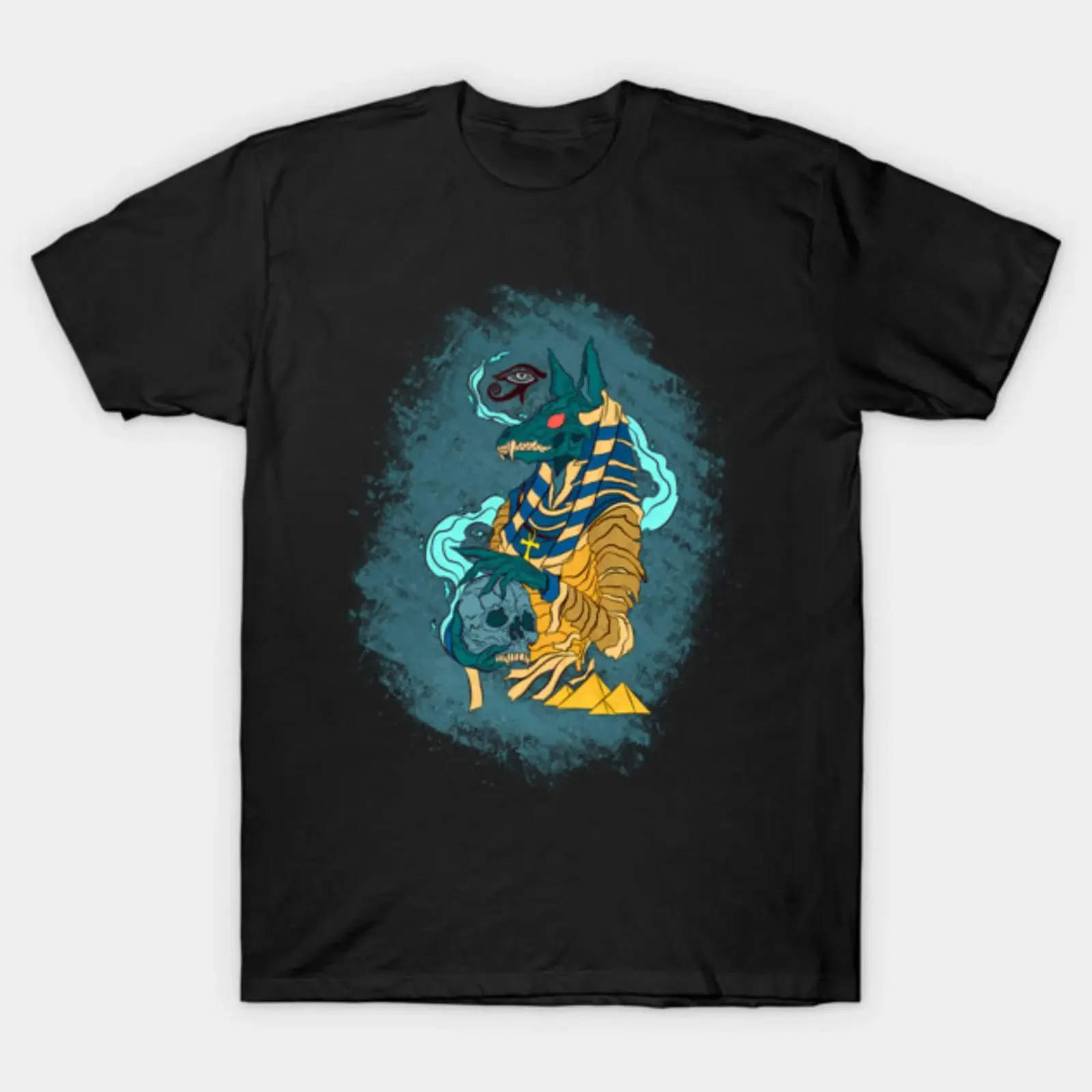Anubis T Shirt vintage Washed Comfortable Soft designer clothes Casual Versatile homme streetwear Unisex Slightly Breathable