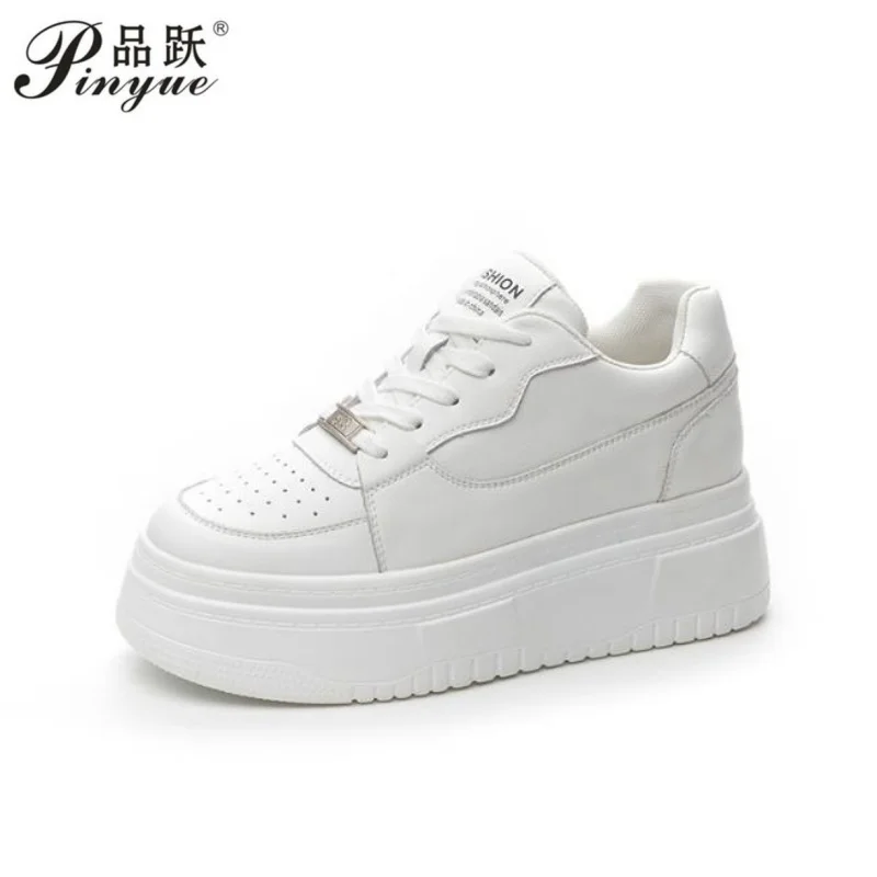 

7 см, весенняя новая повседневная женская обувь из натуральной кожи, маленькие белые туфли на толстой подошве с внутренней стороны, женская повседневная спортивная обувь