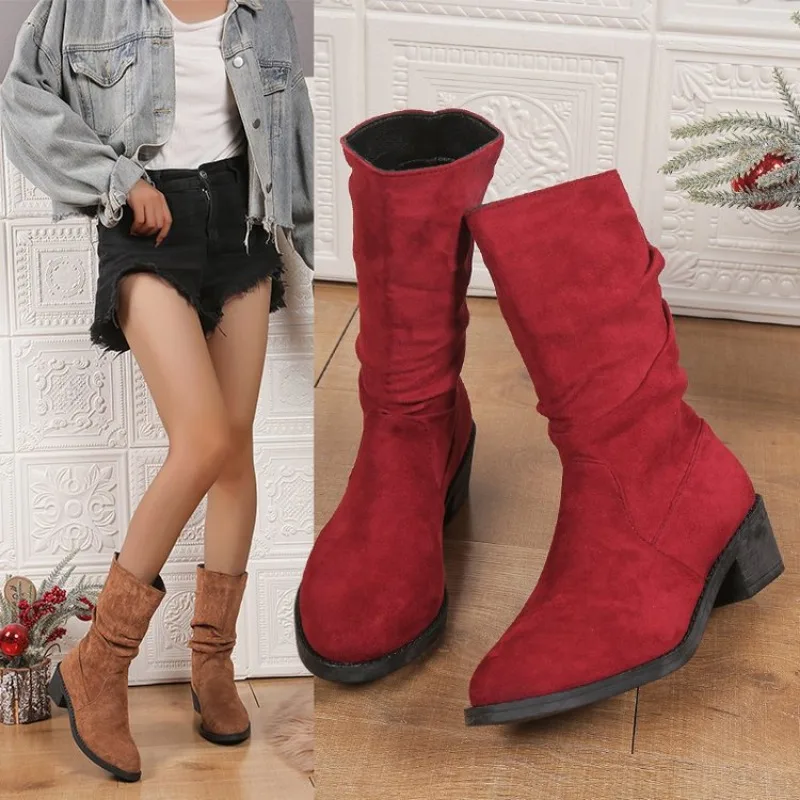 Sexy Women’s Boots Winter Keep Warm Over The Knee Boot Faux Suede Thigh High Boots Round Head Comfortable Lace Up Shoes Low Heel