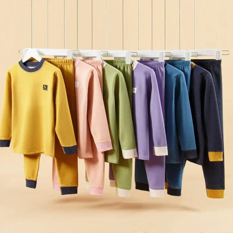 في سن المراهقة الأطفال ملابس اخلية حرارية مجموعة 7A مضاد للجراثيم الخريف الشتاء الملابس الدافئة الاطفال الصوف الطبيعة الحرير بنين بنات المتسكعون #1