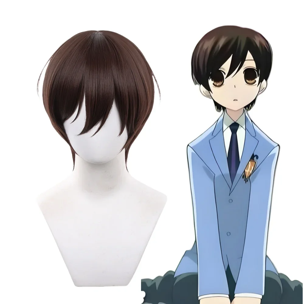 Fujioka Haruhi Haar Fujioka Haruhi Cosplay Perücke Ouran High School Host Club Fujioka Haruhi Dunkelbraune Perücke Hitzebeständige Perücken