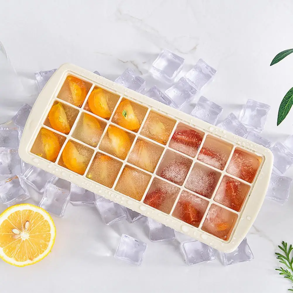

21-Cavity Large Silicone Ice Cube Tray with Lid,Home DIY Ice Cubes Mold,Easy-Release Spill Proof for Whisky Cola Food and Drinks