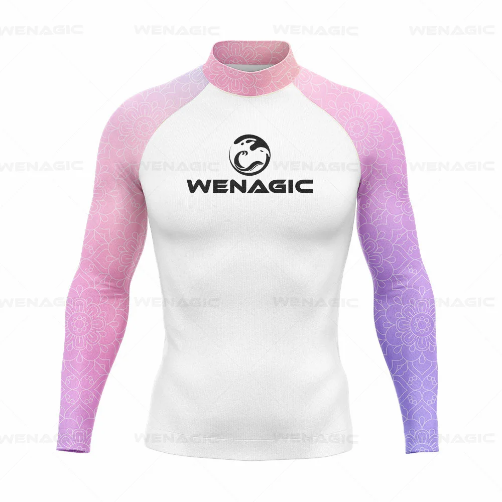 

2024 Men Long Sleeve Surf Swimsuit Swimming T-shirt Beach UV Protection Swimwear Rash Guard Surfing Diving Swimsuit Tights Shirt