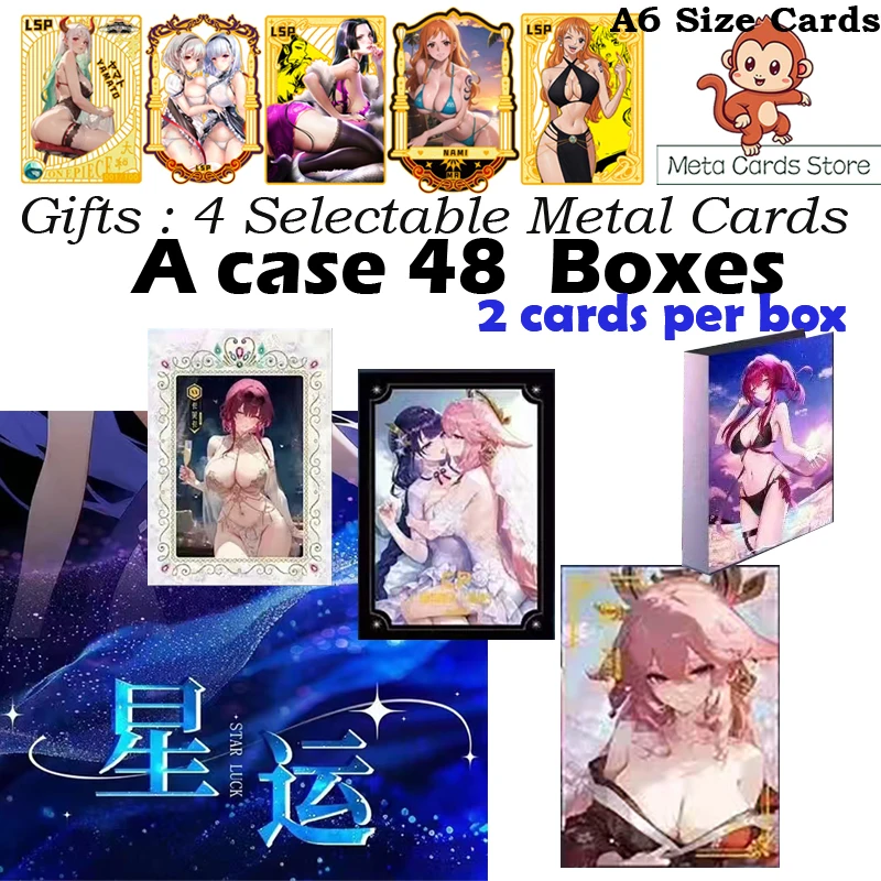 New A6 Size Goddess Card STAR LUCK Waifu Anime Card Doujin Booster Box Spicy Rare Lsp Card Birthday Gifts CCG Toy