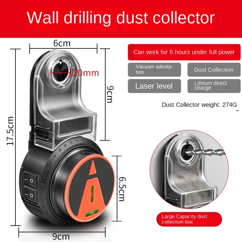 Imagem -06 - Broca Elétrica Coletor de pó sem Fio Elétrica Chave de Fenda Coletor Universal Vácuo Sucção com Laser Linha Projetor