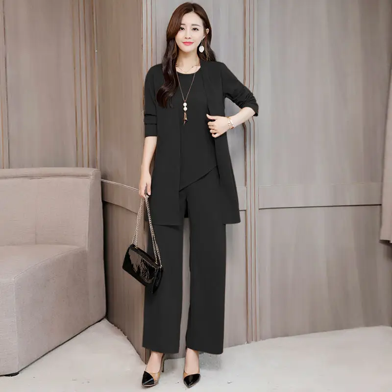 Women\'s Fashionable Stylish Wide Lady Slimming Fashion plus Size Women Three-Piece Suit