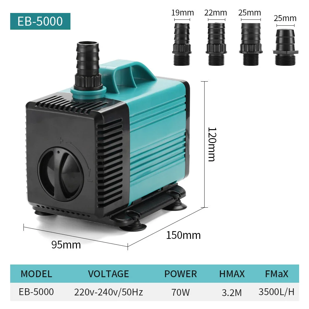 Aquarium Fontein Energiebesparende Aquariumpomp Ultrastille Filter Visvijver EU Plug 3/10/25/35/50/60W Dompelpomp
