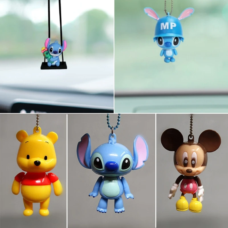 Disney Anime Figur Cartoon Mickey Mouse Donald Enten stich Ornament niedlichen Auto Rückspiegel hängen Anhänger Dekor Zubehör