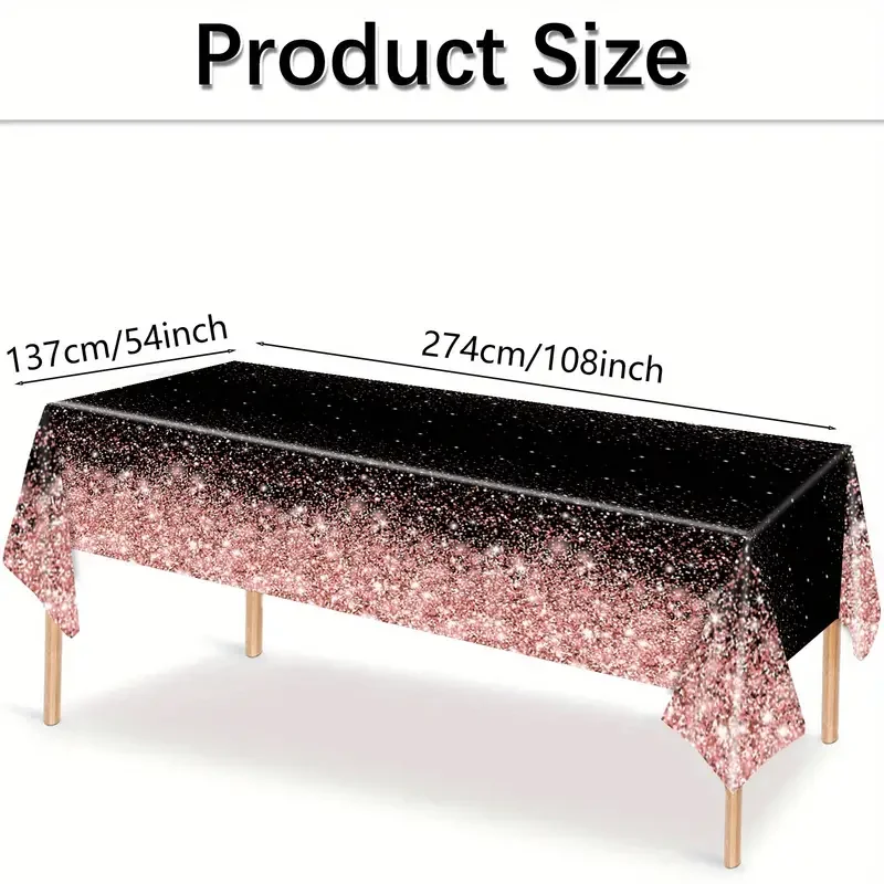 Tablecloth Decoration Party Supplies Black gold Pink Disposable Birthday Wedding Golden Rose Gold Silver Banquet Tablecloth