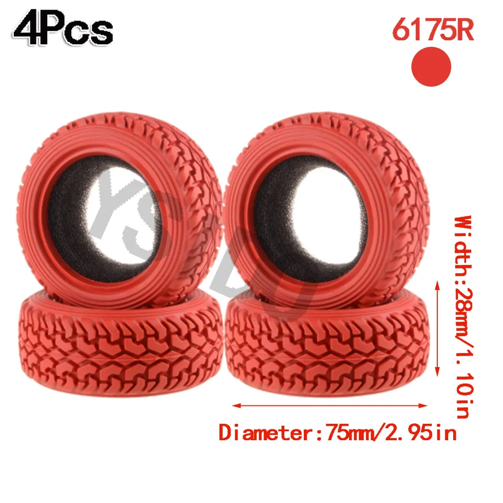 4PCS YSIDO 75mm RC 1/10 Rally Tires for 1/10 RC Car On-Road Racing Rally HSP HPI Redcat Tamiya Kyosho SAKURA Upgrade Accessories