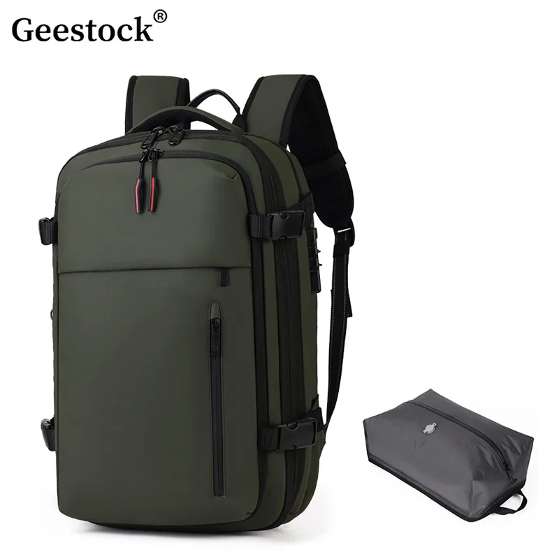 

Вакуумный дорожный рюкзак Geestock, компрессионный рюкзак большой емкости, дорожная сумка на короткие расстояния с USB-портом, расширяемая сумка для ноутбука