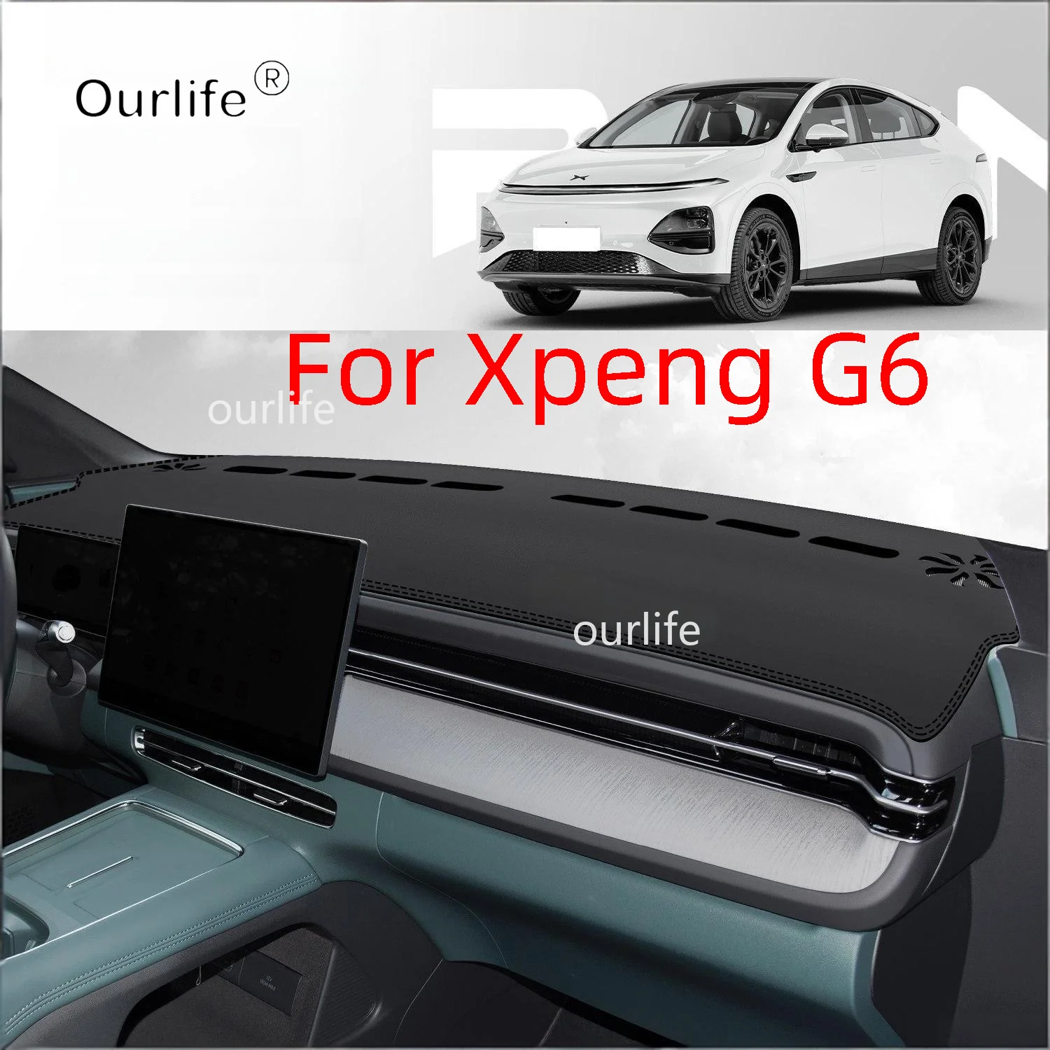 RHD LHD For Xpeng G6 2026 2027Car Dashboard Pad Leather Flannel Dashmat Mat Interior Sunshade Non-slip Dustproof Protector Cover