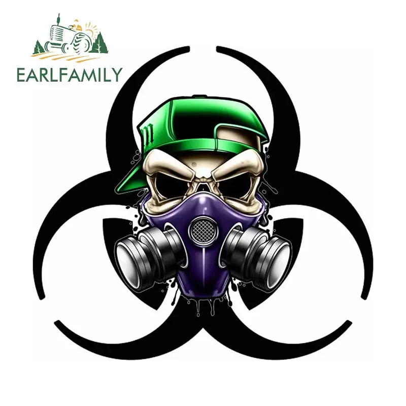 EARLFAMILY 3D Biochemical Gas Mask Decal Funny Skull Car Sticker for SUV 4X4 Window Bumper Offroad Trunk Decoration JDM Stickers