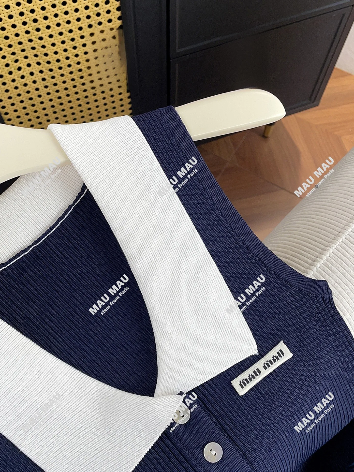 Hoge taille gebreid vest Dr Midi rok Sle Small Fraance Sle Autumn Faion Dames Dr Ele A-lijn silhouet