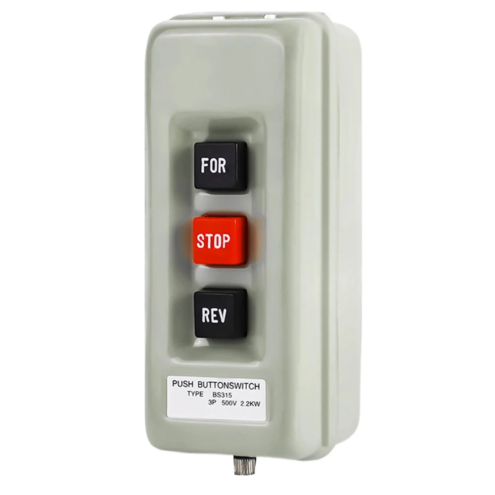 BS-315 3P Push Button Switch 500V 2.2KW Metal Shell Waterproof Dustproof Industrial Power Switch For Start Stop Reverse Control