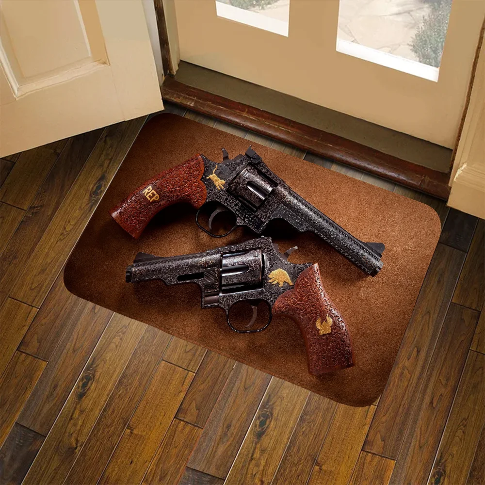 

Pistol Doormat Funny Entrance Door Mats Kitchen Decoration Living Room Rugs Non Slip Carpet Children Room Mat Mat for Hallway