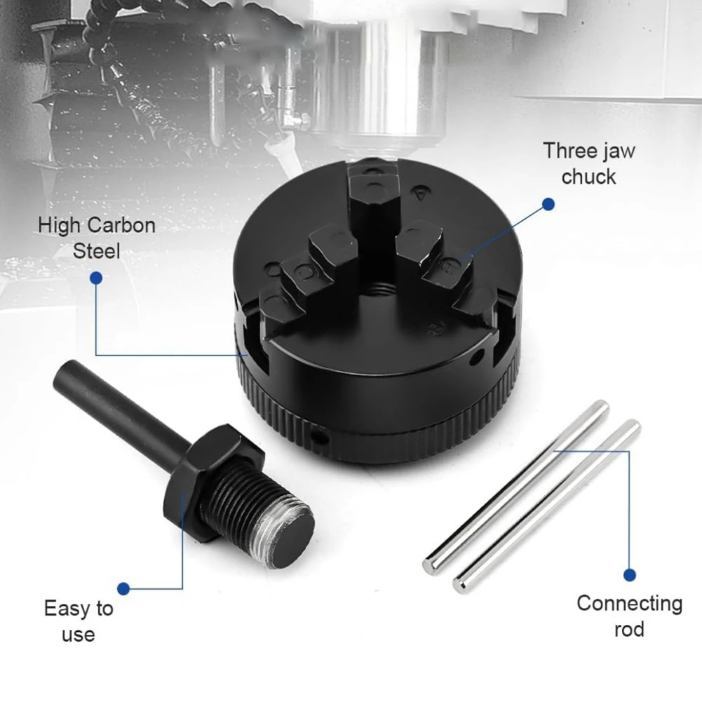 3-Jaw Lathe Chuck Connecting Rod Self Centering Wood Turning Chuck Clamp For Mini Metal Lathe Electric Drill Chuck Zinc Alloy