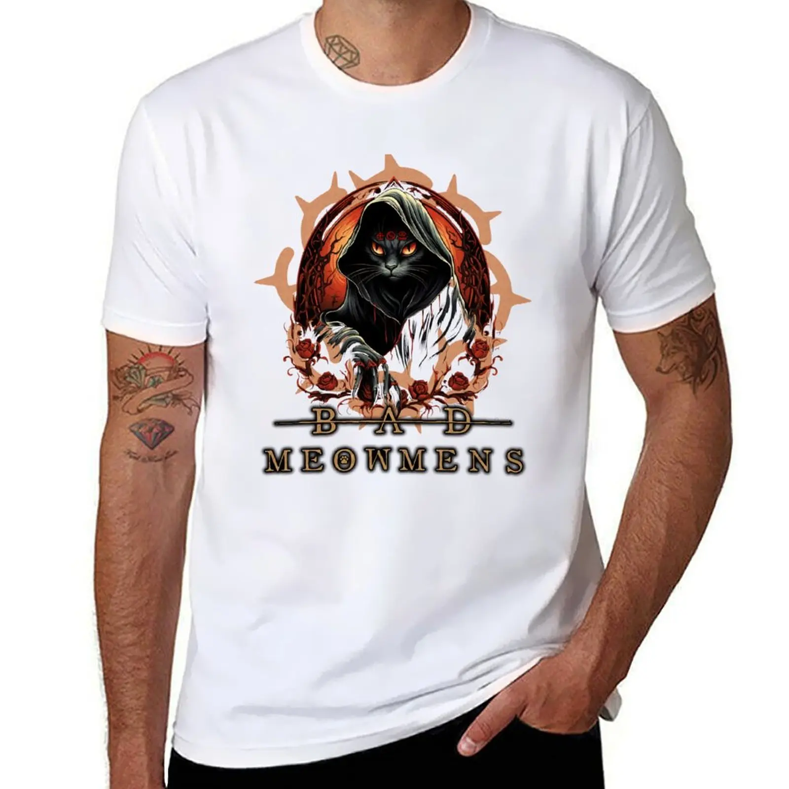 

Bad Meowmens - Metal Cats T-Shirt man t shirts cotton funny t shirts dark humor T-Shirt