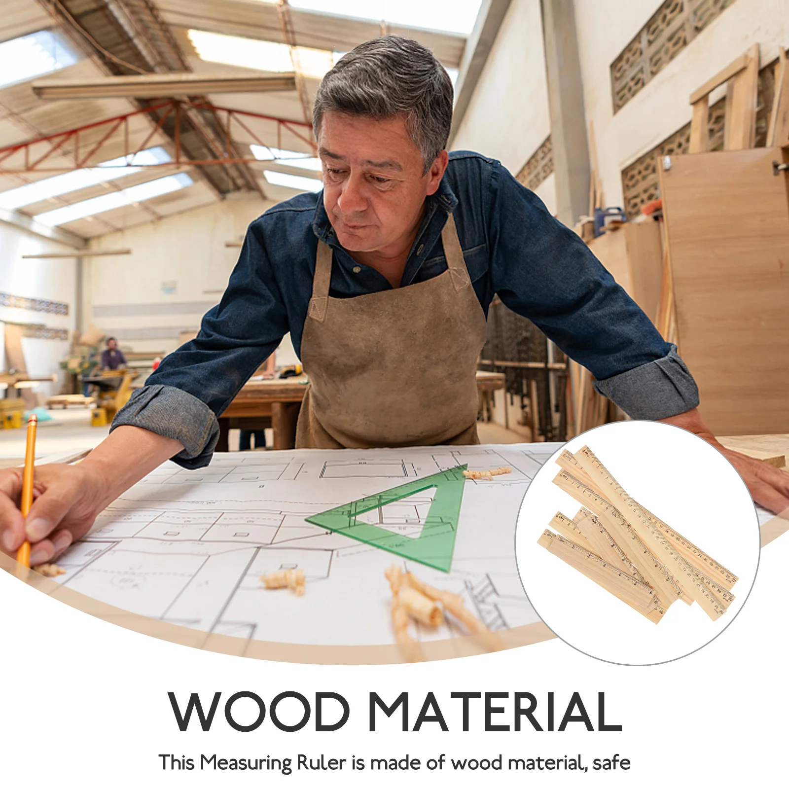 9 Pcs Ruler Wooden Double-sided Scale Ruler Aesthetic Office Measuring Small Learning