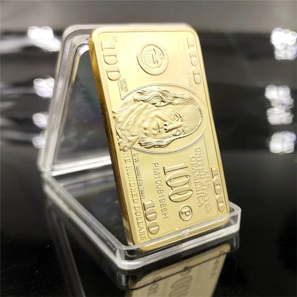 Uk Euro Prop Notes Copy Tickets Collection American 100 Dollar Bullion 24k Gold Bar Metal Coin Golden Bars USA With Gift view 4