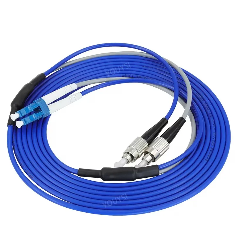 YOUYSI LC/UPC-FC/UPC Singlemode Armored Patch Cord 2 cores 3M-30M SM PVC Jacket SC LC FC fiber Optical Fiber Jumper Cable