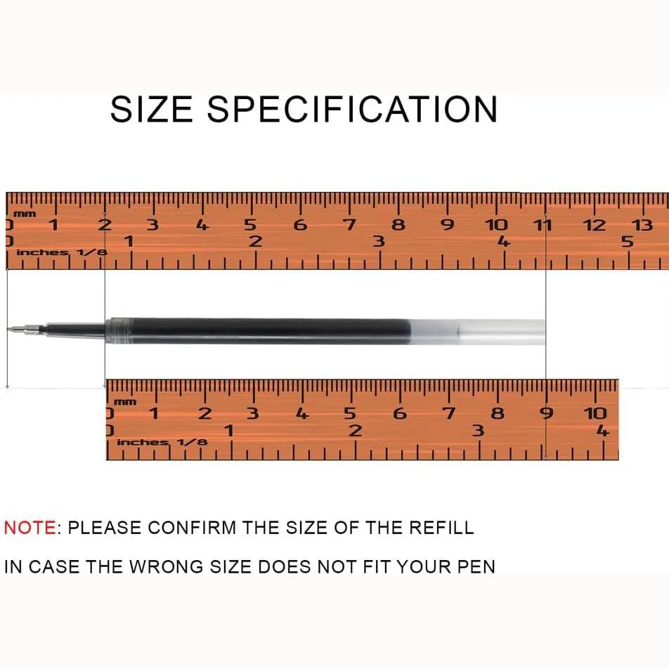 0.5mm Black Gel Pen Refills Fine Tip Japanese Ink Large Capacity Click Gel Pens Support (10 Pack)