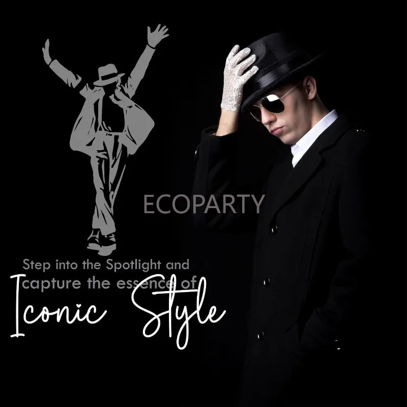 Pop King Jackson Costume Accessories M-J Sequin Gloves,Black Fedora Hat and Sunglasses for 80s Themed Halloween Cosplay Party