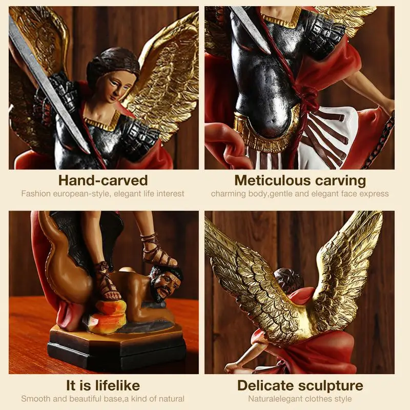 Archangel Michael Figurine St. Michael San Miguel Arcangel Colored Statue San Miguel Arcangel Statue Catholic Gifts