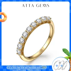 ATTAGEMS Luxury Round Cut 2.5mm Moissanite Ring for Women Solid 18K 14K 10K Yellow Gold Ring Engegament Wedding Band Fine Party