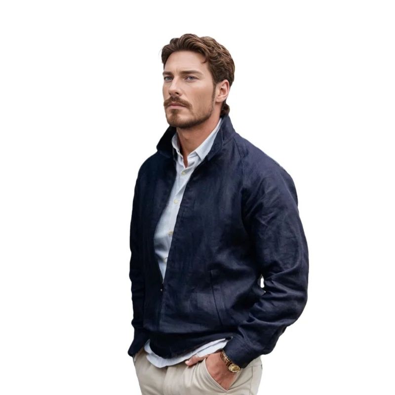 En Stock, chaqueta para hombre, primavera y otoño, chaqueta con cuello levantado de Color sólido para hombre, chaqueta con cremallera de estilo británico, chaqueta para hombre