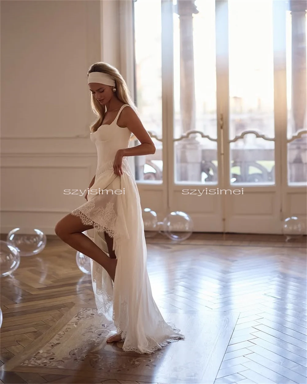 I più nuovi abiti da sposa con cinturino per spaghetti Abiti da sposa senza maniche Abito da sposa personalizzato abiti da sposa