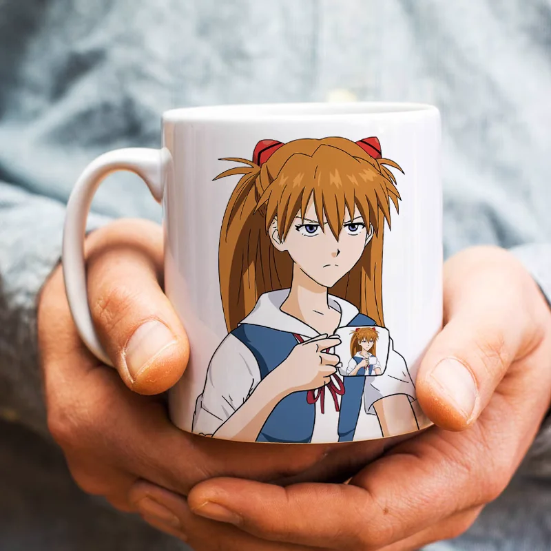 Neon Genesis Evangelion Ayanami Rei Ikari Shinji Asuka hombres y mujeres nuevas imágenes creativas de anime con tazas de agua de cerámica