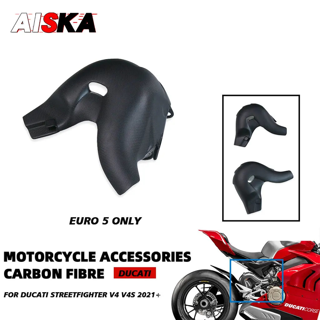 Carbon Fiber Motorcycle Exhaust Cover Heat Shield Protector For DUCATI Streetfighter Panigale V4 V4S 2021 - 2024 (EURO 5 Only)