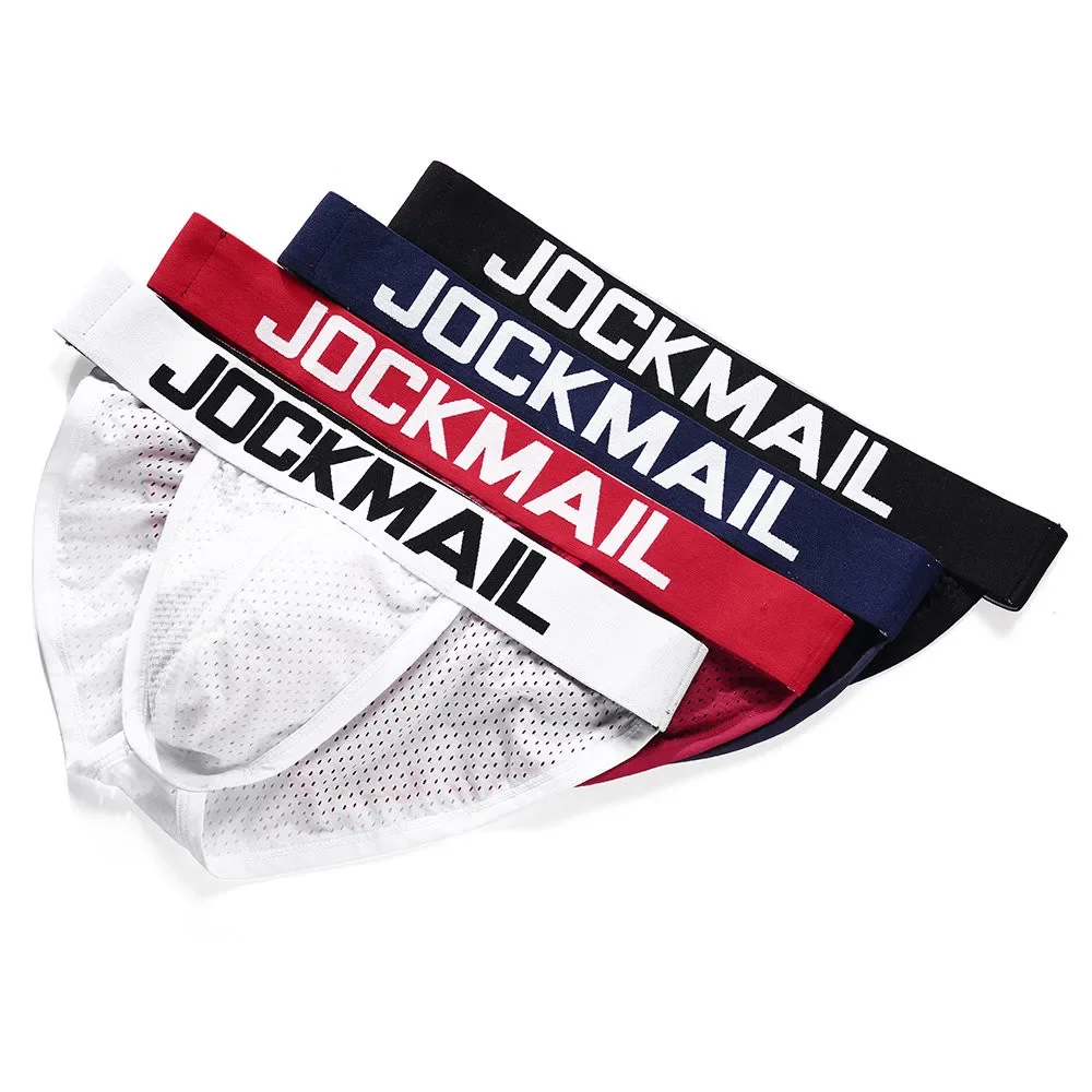 JOCKMAIL Mesh Sexy Men Underwear ice silk Men Briefs Breathable Slip bikini Gay Male Panties Underpants Summer men\'s clothes